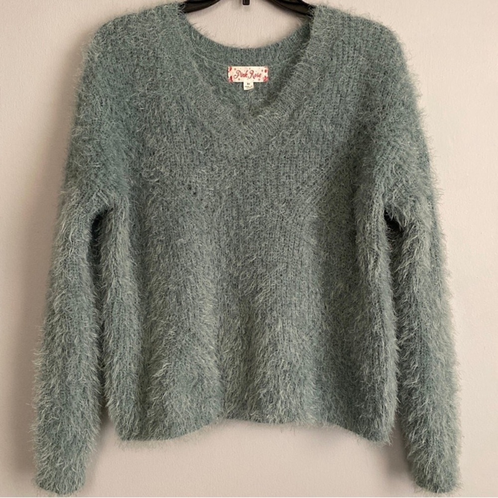 PINK ROSE Sage Green Oversize Fuzzy Sweater XS Fits S/M